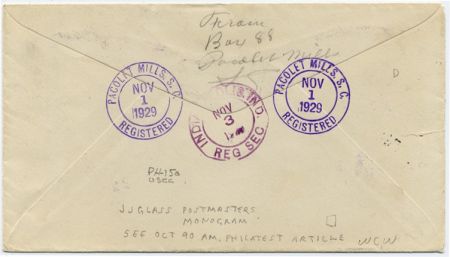 US South Carolina, Pacolet Mills 632, 634 Fancy Cancel Cover, "JJG"