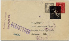 US Pennsylvania, Sharon 566, 634 Fancy Cancel Cover, "APS" in Rectangle