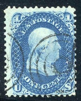 US 63b Early Classics Ave - F Dark Blue - Fresh cv $850