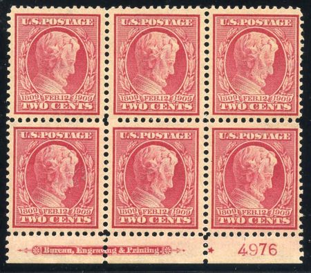 US 367 Early Commemoratives F - VF + NH Bottom Pl Block - Nice!