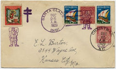 US Indiana, Santa Claus 654 682 Fancy Cancel Cover, Santa Full Figure