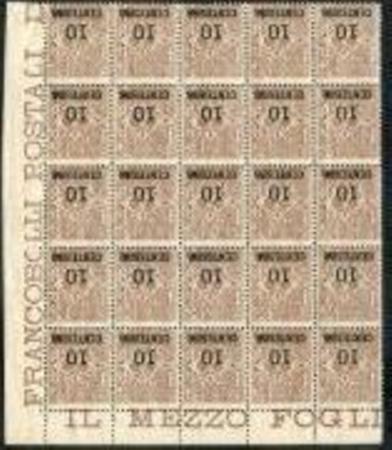 Italy 148a F NH LL Corner block of 25 Inverted surcharge cv 1062.50++