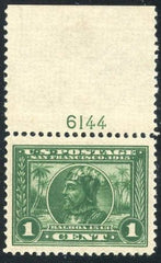 US 397 Early Commemoratives VF - XF Mint LH Jumbo Plate Number Single 6144 Mint