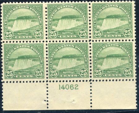 US 568 VF NH Plate Block Mint Wide Bottom Few Natural Gum Bends Pristine! cv $425