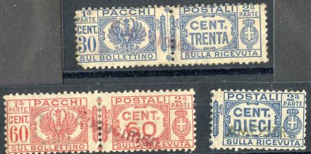 Italy Q27, 29 + 1/2 Q25 with "Especimen" Receiving Covt UPU Specimen Ovpt in violet