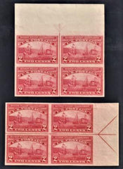 US 373 Early Commemoratives XF NH Top and Right Arrow Blocks - Few Natural Gum Bends cv $300