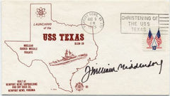 US 1519 USS Texas cover Signed by J. William Middendorf, Sec. of Navy