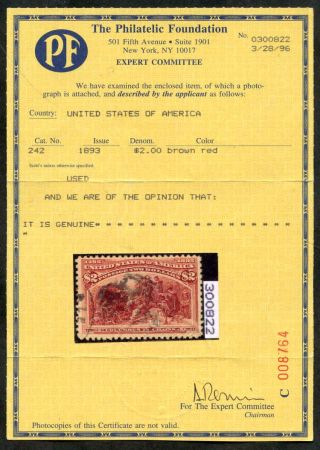 US 242 Early Commemoratives Used F VF with PFC