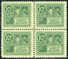 US E7 Special Delivery F - VF NH Block of 4 Pristine cv $600