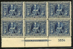 US 330 Early Commemoratives Just F Rare to Clear Dewsign as a plate block - rare for all stamps to clear design cv 5250.00