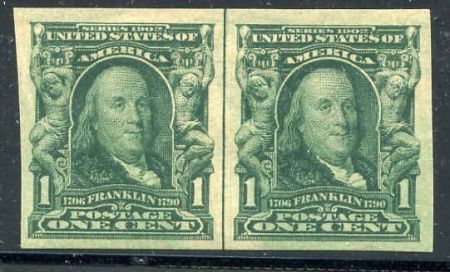 US 314 Bureau & Regular Issues LH Line Pair Mint Deep Green Shade cv 30+
