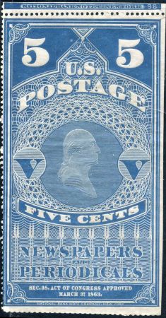 US PR5 Newspapers F Mint NGAI Plate Number Single 38 SE at Right cv 225++