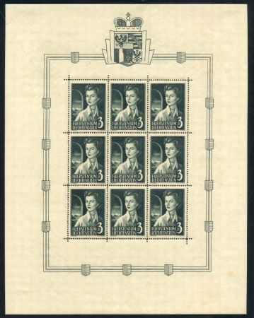 Liechtenstein 287-8 MS of 9 Stamps NH Selvage LH small stain in selvage