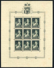 Liechtenstein 287-8 MS of 9 Stamps NH Selvage LH small stain in selvage