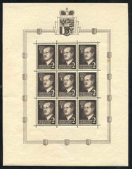Liechtenstein 287-8 MS of 9 Stamps NH Selvage LH small stain in selvage
