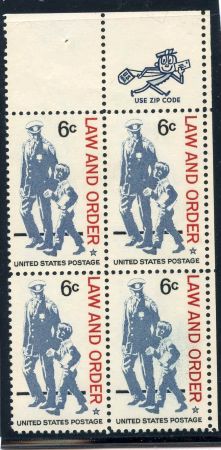 US 1343a VF Mint NH Untagged Error ZIP Block PSAG Cert cv 700.00