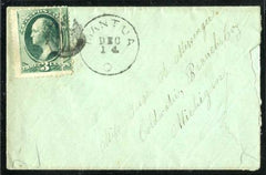 US 184 Bank Notes Used on Cover F - VF Pre-Printing Paper Fold on Green Small Cover Mantua, OH to Michigan - Pretty!