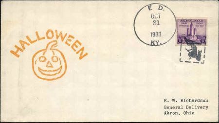 US Kentucky, Ed 731a Fancy Cancel Cover, Witch, Cat in Square
