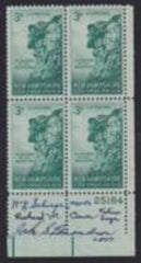 US 1068 Plate Block Signed by Designer and Engravers