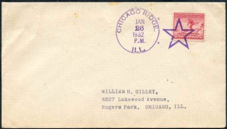 US Illinois, Chicago Ridge 716 Fancy Cancel Cover, Star