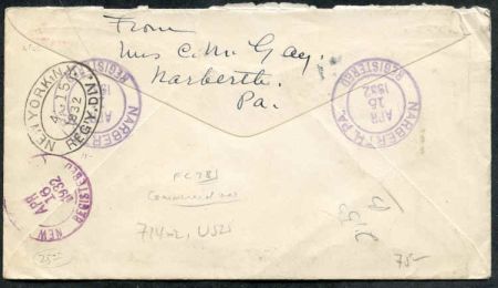 US Pennsylvania, Narbeth 715, U525 Fancy Cancel Cover, Reg