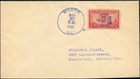 US Illinois, Worth 657 Fancy Cancel Cover , Turkey