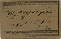 Germany 1912 Airmail Postal Card with Single Franking from Worms