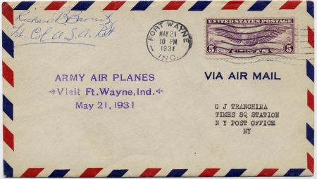 US 1931 C12 on Cover Signed by Pilot Lt. Col. Richard. B. Barnitz