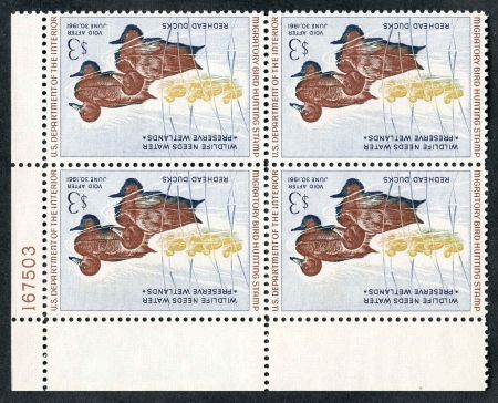 US RW27 Duck Stamps VF - XF NH Plate Block cv $475