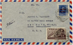 Spain 1939 C99 on Airmail Cover Signed by Avator C49 on airmail cover to New York signed by Heraclio Alfaro Fournier, Aviator