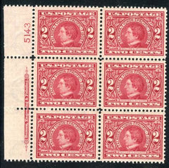 US 370 Early Commemoratives VF NH Mint Side Plate Block of 6 - Short Selvage cv $320