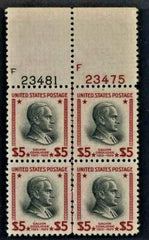 US 834 VF - XF NH Scarce Plate Number 23481 / 23475 cv $750