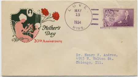 US Mississippi, Love 737 Fancy Cancel Cover, Child