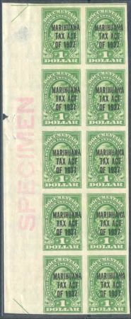 US RJM1a VF Unused UL Corner Block of 10, Specimen Ovpt in Margin - Rare! cv $4,500+