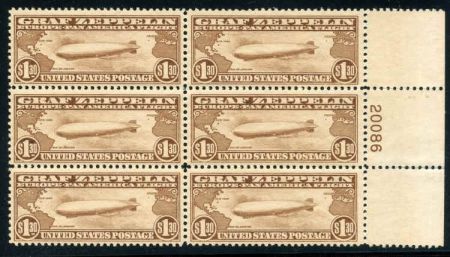 US C14 VF Rt Plate Block number 20086 Pristine NH but gum slightly short at right few perfs expertly rejoined in selvedge