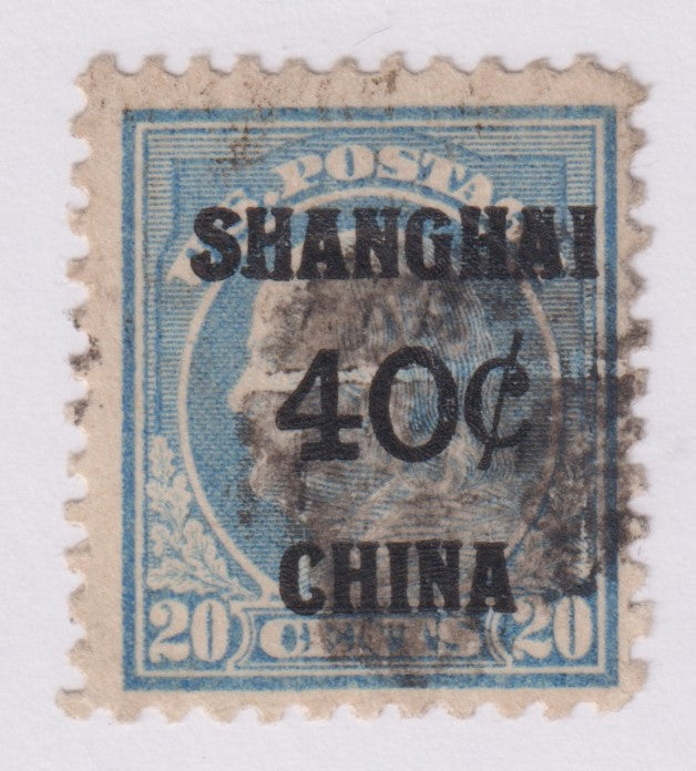 US Shanghai Overprint K13 F-VF Used Shanghai Cork Panel Cancel