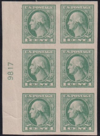 US 531 Washington - Franklin Left Plate Block Num 9817 - Bright Green LL Wrinkle