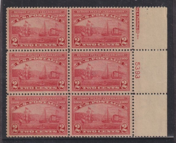 US 372 Early Commemoratives P/B of 6 Num 5393 with partial imprint Type V Weak perfs
