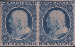 US LO3 US Locals and Carriers Pair, Indigo Shade, No Gumas Issued Pair, Indigo Shade, No Gumas Issued Horiz Crease Mint XF $35