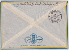 Germany 1933 Zeppelin Flight Cover, Dresden Drop Off and On Board Cancel