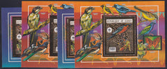 Guinea 1990 Gold Foil - - Four S/S, 2 x Perf, 2 x Imperf, Butterflies, Birds, Scouts