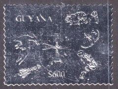 Guyana 1993 $ 600 Silver Foil Oversized Stamp Picturing Insect, Owl, Birds, Windmill