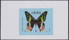 Liberia 1974 #683-688, C204 Trial Color Imperfs, blue background, Butterflies