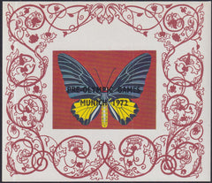 Nagaland 1969 Two Butterfly NH S/S, Pre Olympic Munich 1972 Overprint