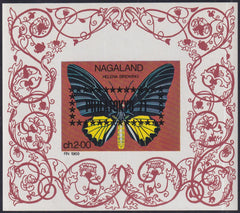 Nagaland 1971 Butterfly NH 3 S/S "Philatokyo" with Different Colored Overprint