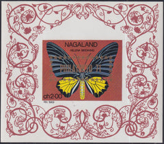 Nagaland 1971 Butterfly NH 3 S/S "Philatokyo" with Different Colored Overprint