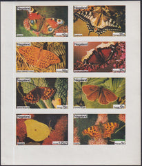 Nagaland 1974 2 M/S of 8 NH, perf and imperf, Butterflies