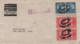 US New Jersey, Newark 634 and 637 on Registered Fancy Cancel Cover, Ovals
