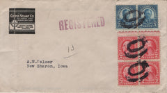 US New Jersey, Newark 634 and 637 on Registered Fancy Cancel Cover, Ovals