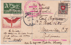 Switzerland 1929 Round the World Return Flight Sent to Philippines, PPC of Pratteln